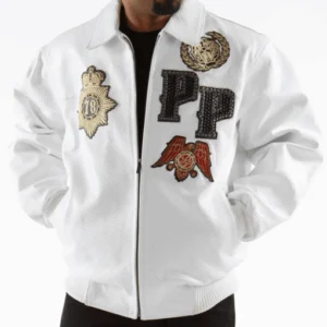 Pelle Pelle White Patched Leather Jacket