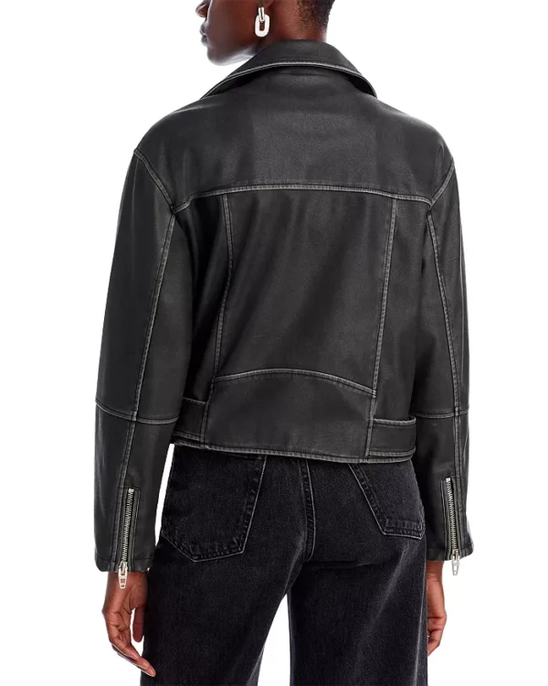 Black Belted Cropped Leather Jacket | Pelle Pelle Store - Image 2