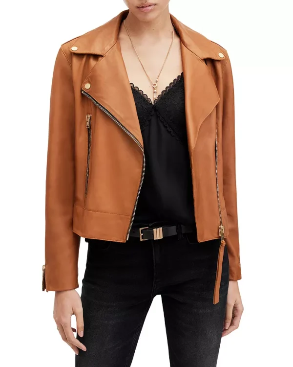 Brown Zipper Cropped Leather Jacket | Pelle Pelle Store