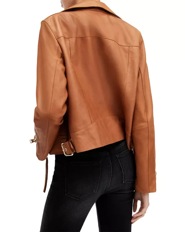 Brown Zipper Cropped Leather Jacket | Pelle Pelle Store - Image 2