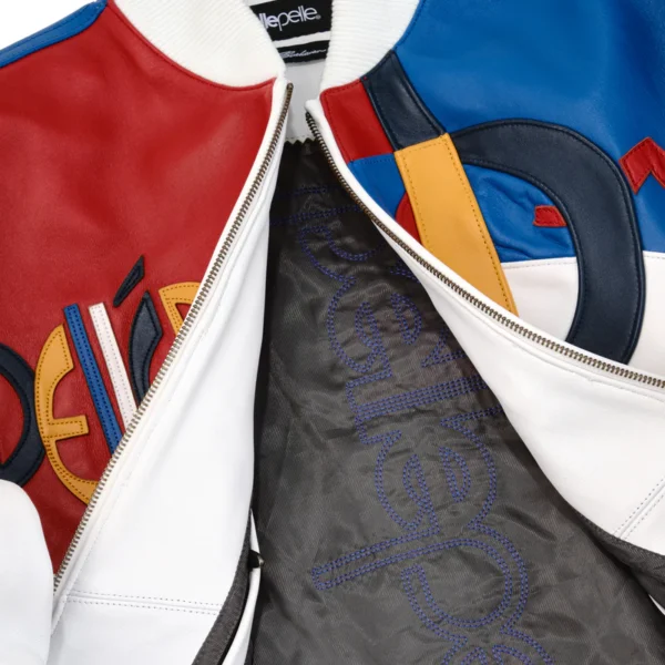 Pelle Pelle White Red Blue Picasso Leather Jacket | Men & Women - Image 4