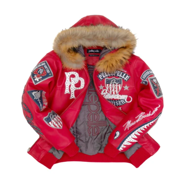 Pelle Pelle American Bruiser Red Hooded Jacket - Image 3