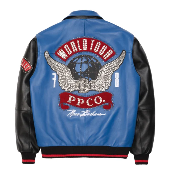 Pelle Pelle Black And Blue World Tour Jacket | Pelle Pelle Store - Image 2