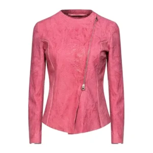 Amazing Pelle Pelle Ovine Pink Biker Jacket