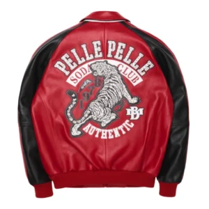 Pelle Pelle Soda Club Tiger Leather Jacket | Red & Black