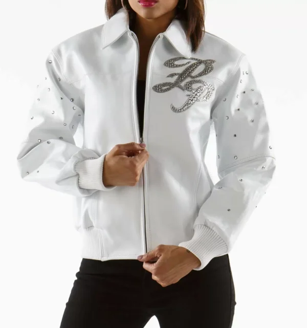 Excellent Pelle Pelle Encrusted White Studded Leather Jacket - Image 2