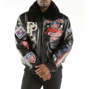 Pelle Pelle Men Black MB Fur Collar Jacket | Leather Jacket