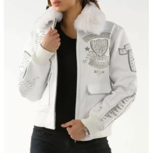 Pelle Pelle White Bombshell Leather Jacket | Fur Collar