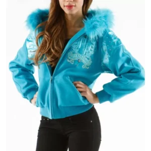 Pelle Pelle Blue Live Like A Queen Wool Jacket | Fur Hood