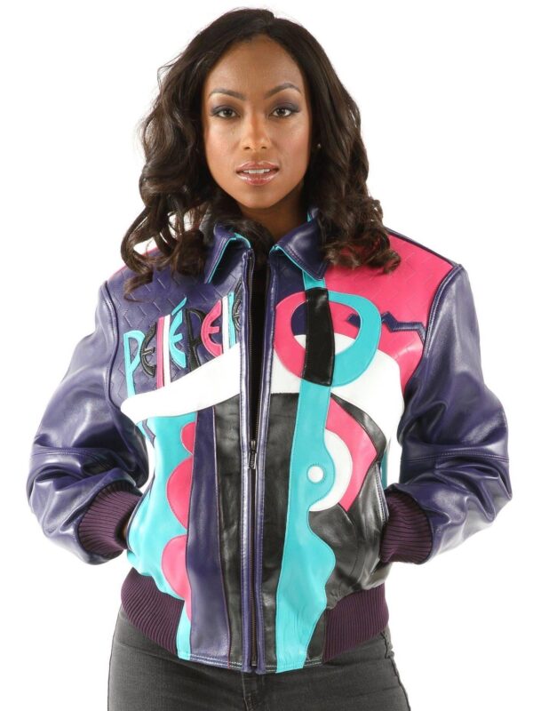 Pelle Pelle Picasso Plush Jacket | Purple Pink Blue