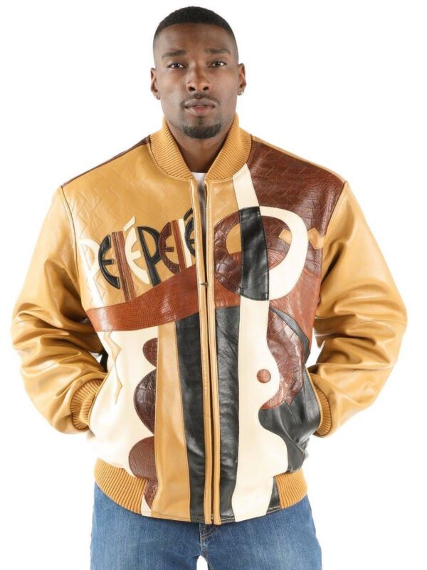 Pelle Pelle Picasso Plush Jacket | Yellow Brown Black