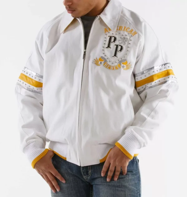 White Yellow Pelle Pelle American Rebel Jacket - Image 2