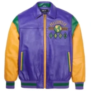 Pelle Pelle Purple Yellow Leather Jacket | Soda Club Jacket