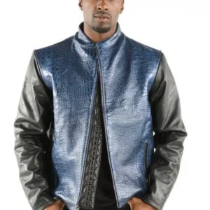 Authentic Pelle Pelle Mens Blue Crocodile Skin Jacket