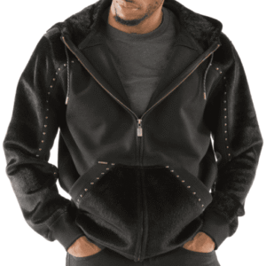 Pelle Pelle Black Ornate Wool Stud Jacket | Hood Jacket