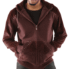 Pelle Pelle Maroon Ornate Wool Hood Jacket |  Studded Jacket