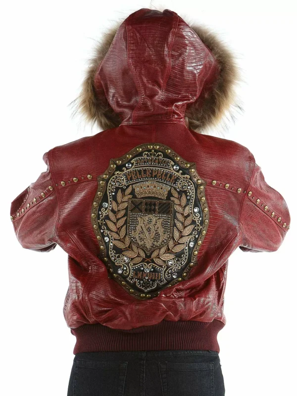 Pelle Pelle Red MB Emblem Studded Jacket