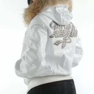 Exclusive Pelle Pelle White Hooded Script Jacket
