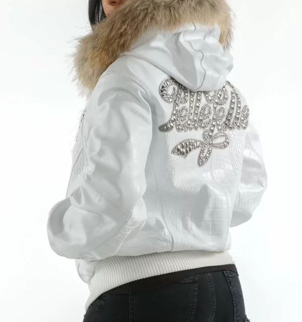Exclusive Pelle Pelle White Hooded Script Jacket
