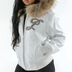 Pelle Pelle White Hooded Leather Jacket