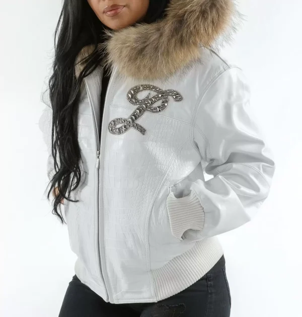 Exclusive Pelle Pelle White Hooded Script Jacket - Image 2