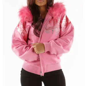 Pelle Pelle Pink Live Like A Queen Wool Jacket | Fur Hood