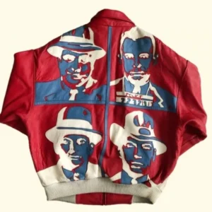 Pelle Pelle Men Printed Leather Jacket | Red White Jacket