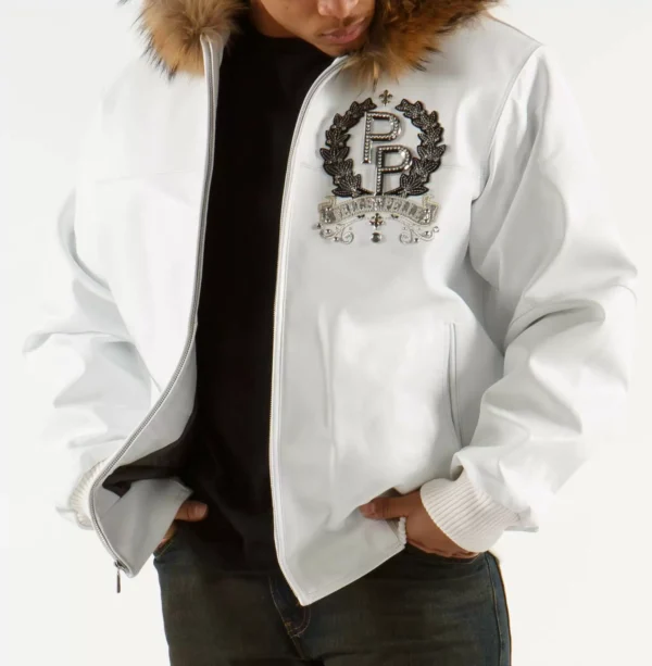 White Pelle Pelle Royalty Hooded Fur Jacket - Image 2