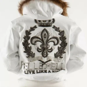 White Pelle Pelle Royalty Hooded Fur Jacket