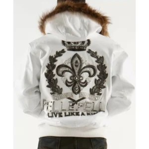 Pelle Pelle Royalty White Leather Jacket | Fur Hood Jacket