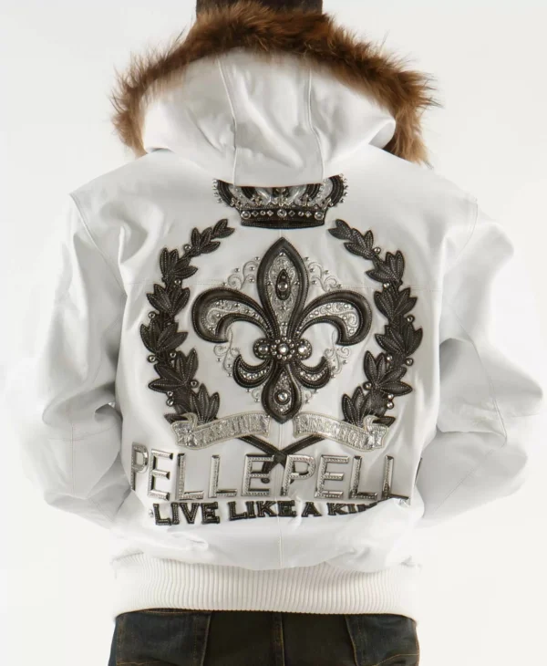 White Pelle Pelle Royalty Hooded Fur Jacket