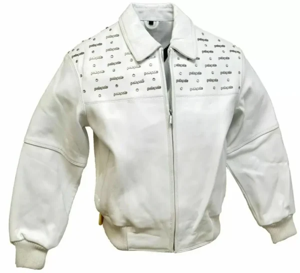 Pelle Pelle White Emblem Leather Jacket | Pelle Pelle Store
