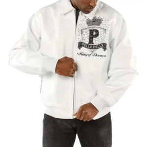 Pelle Pelle Men King Of Thrones Studs Jacket | White Jacket