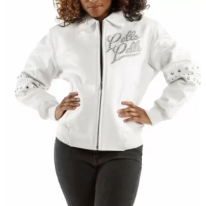 Pelle Pelle White MB Studded Leather Jacket | Women Jacket