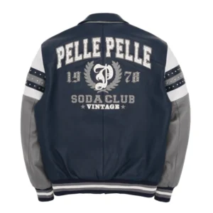 Pelle Pelle Navy Blue Vintage Leather Jacket | Soda Club