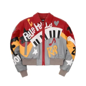 Pelle Pelle HipHop Women Crop Leather Jacket | Red & Grey