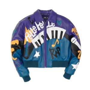 Pelle Pelle Women HipHop Crop Leather Jacket | Purple & Blue