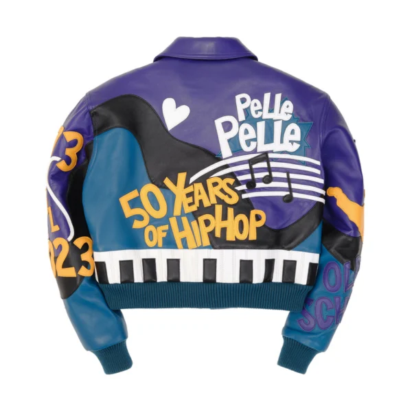 Pelle Pelle Women HipHop Crop Leather Jacket | Purple & Blue - Image 2