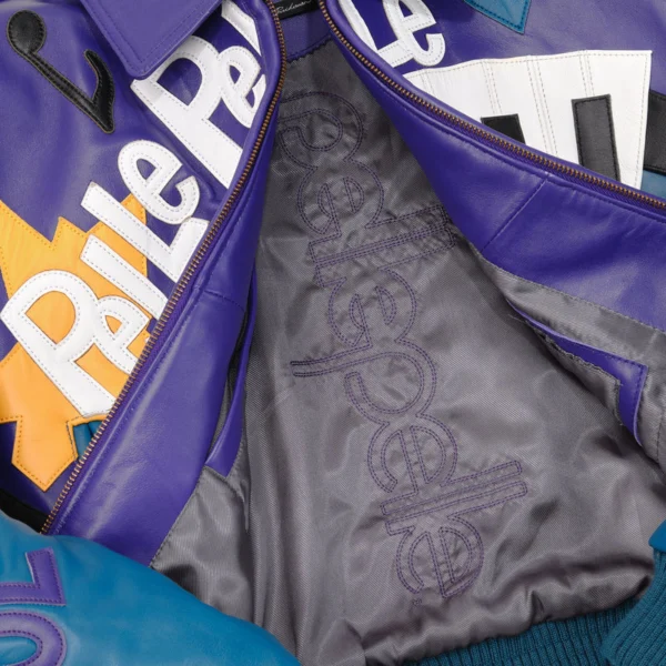 Pelle Pelle Women HipHop Crop Leather Jacket | Purple & Blue - Image 5
