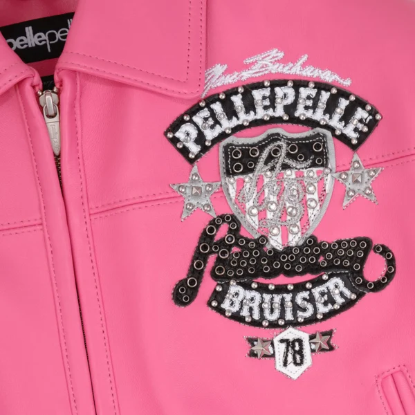 Pelle Pelle American Bruiser Pink Crop Leather Jacket - Image 3