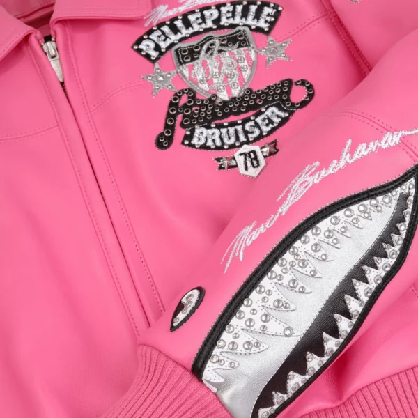 Pelle Pelle American Bruiser Pink Crop Leather Jacket - Image 6