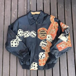Bold Pelle Pelle Cards And Dice Black Leather Jacket