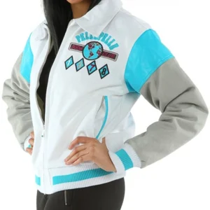 Pelle Pelle Blue White Soda Club Varsity Leather Jacket