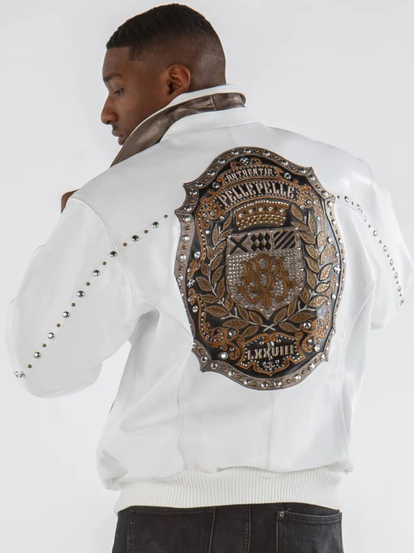 Pelle Pelle Men Emblem MB Leather Jacket | White Jacket - Image 2