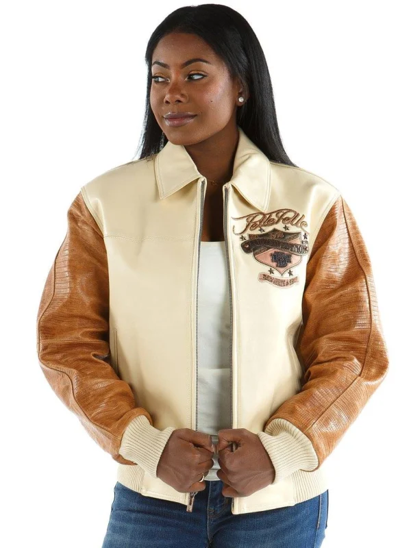 Pelle Pelle Cream And Brown Leather Jacket