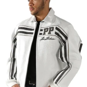 Pelle Pelle Men White Croc Leather Jacket | World Renown